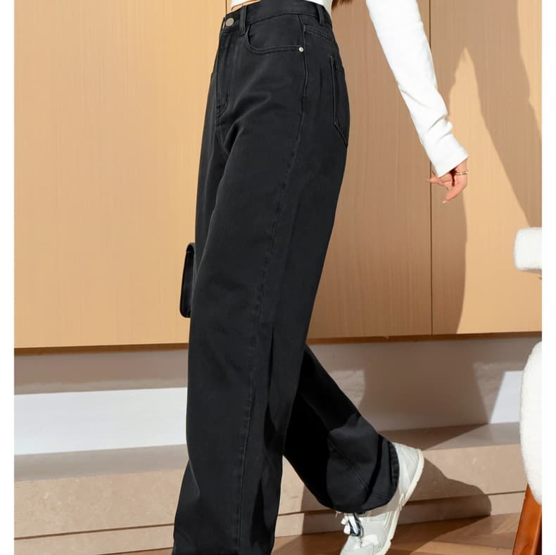 レディースジーンズパンツ ゆったりシルエット美脚デニムパンツ