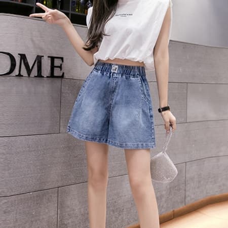レディースジーンズパンツ リラックスフィット デニムショートパンツ