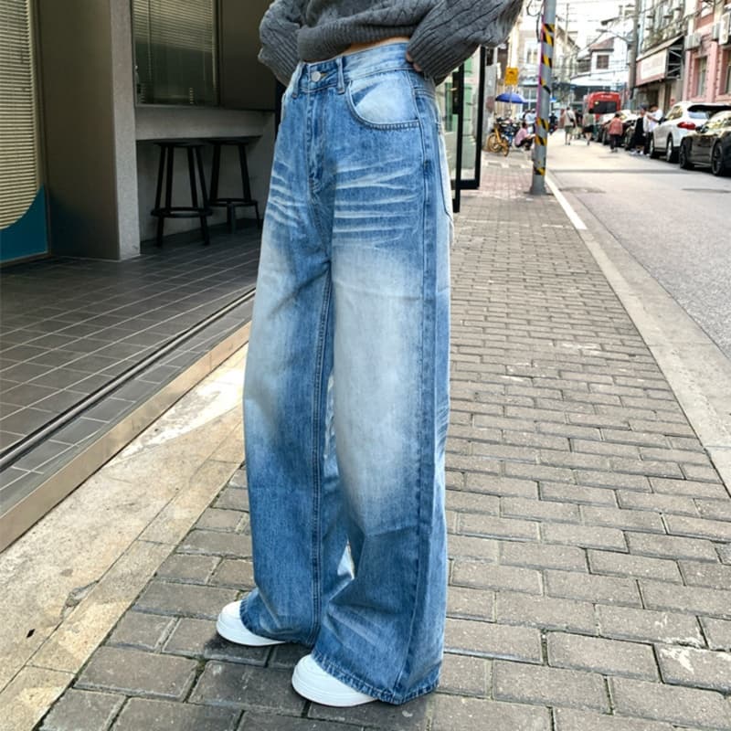 レディースジーンズパンツ ゆったりリラックスデニムパンツ