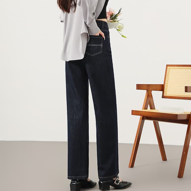 レディースジーンズパンツ ストレートデニムパンツ