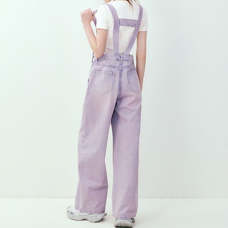 レディースジーンズパンツ ゆったりシルエット サロペット