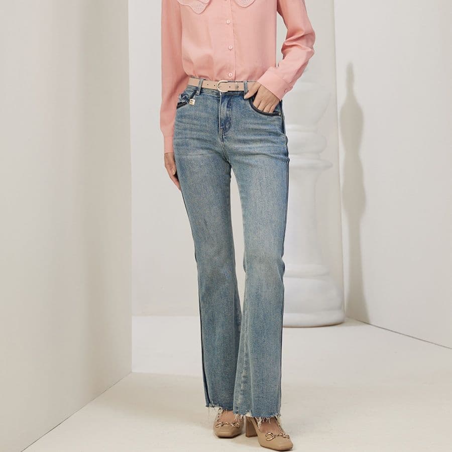レディース ジーンズ すっきりシルエット ストレートデニム