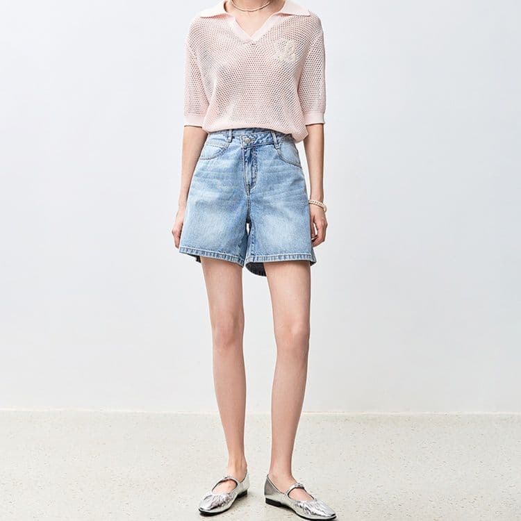 レディース ジーンズ ゆったりルーズ デニムショートパンツ