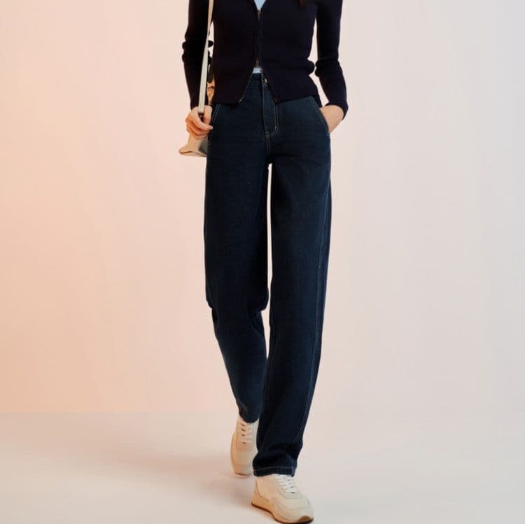 レディース ジーンズ 大人の上品ハイウエスト美脚ストレート
