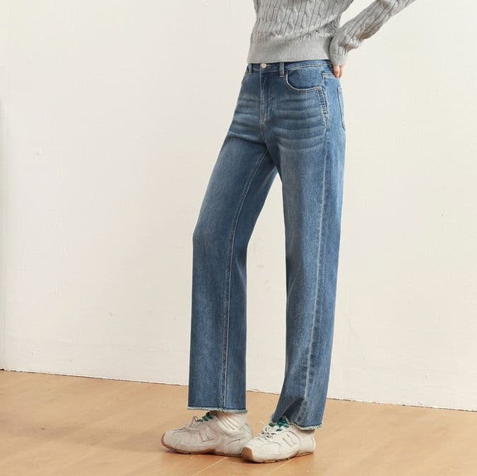 レディース ジーンズ 大人上品ゆったりシルエット美脚デニムパンツ