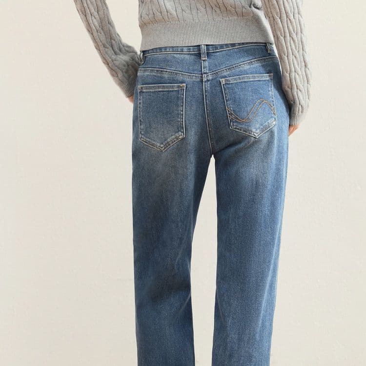 レディース ジーンズ 大人上品ゆったりシルエット美脚デニムパンツ