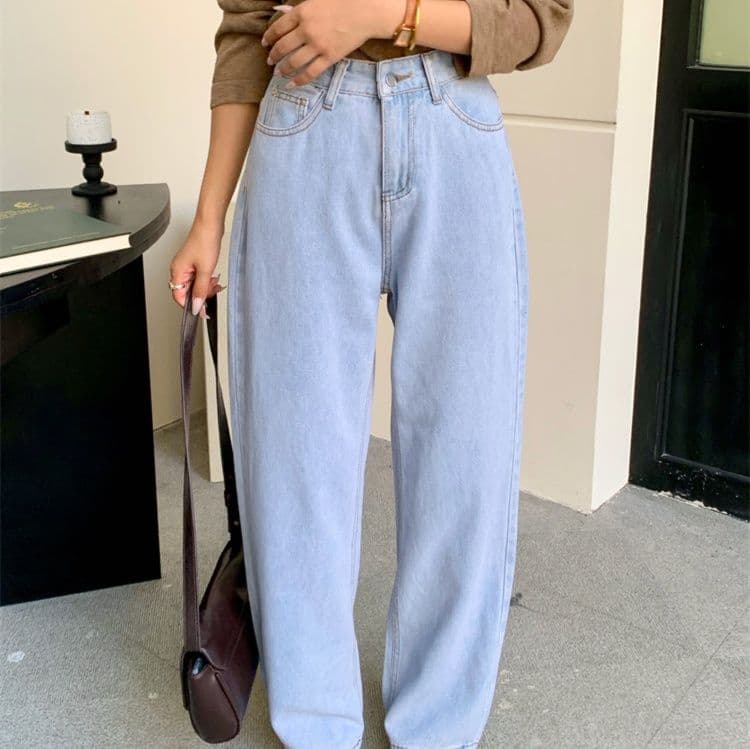 レディース ジーンズ ハイウエストストレートデニム