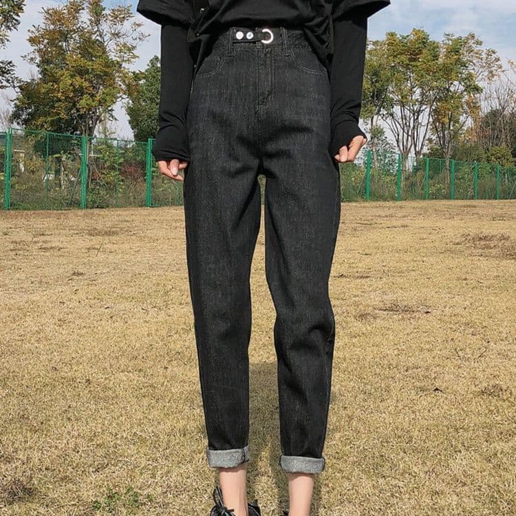 レディース ジーンズ ハイウエスト定番ストレートデニムパンツ