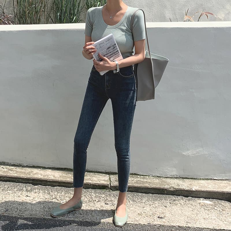 レディース ジーンズ ハイウエスト美脚スキニーデニムパンツ