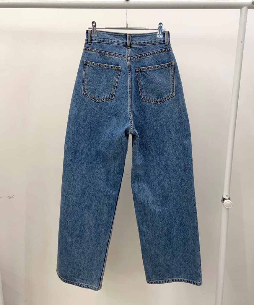 レディースジーンズパンツ ゆったりシルエット デニムワイドパンツ
