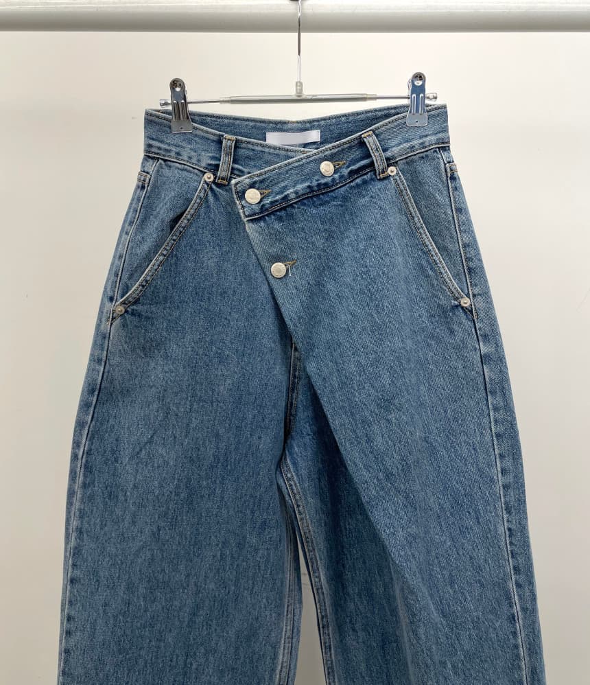 レディースジーンズパンツ ゆったりシルエット デニムワイドパンツ