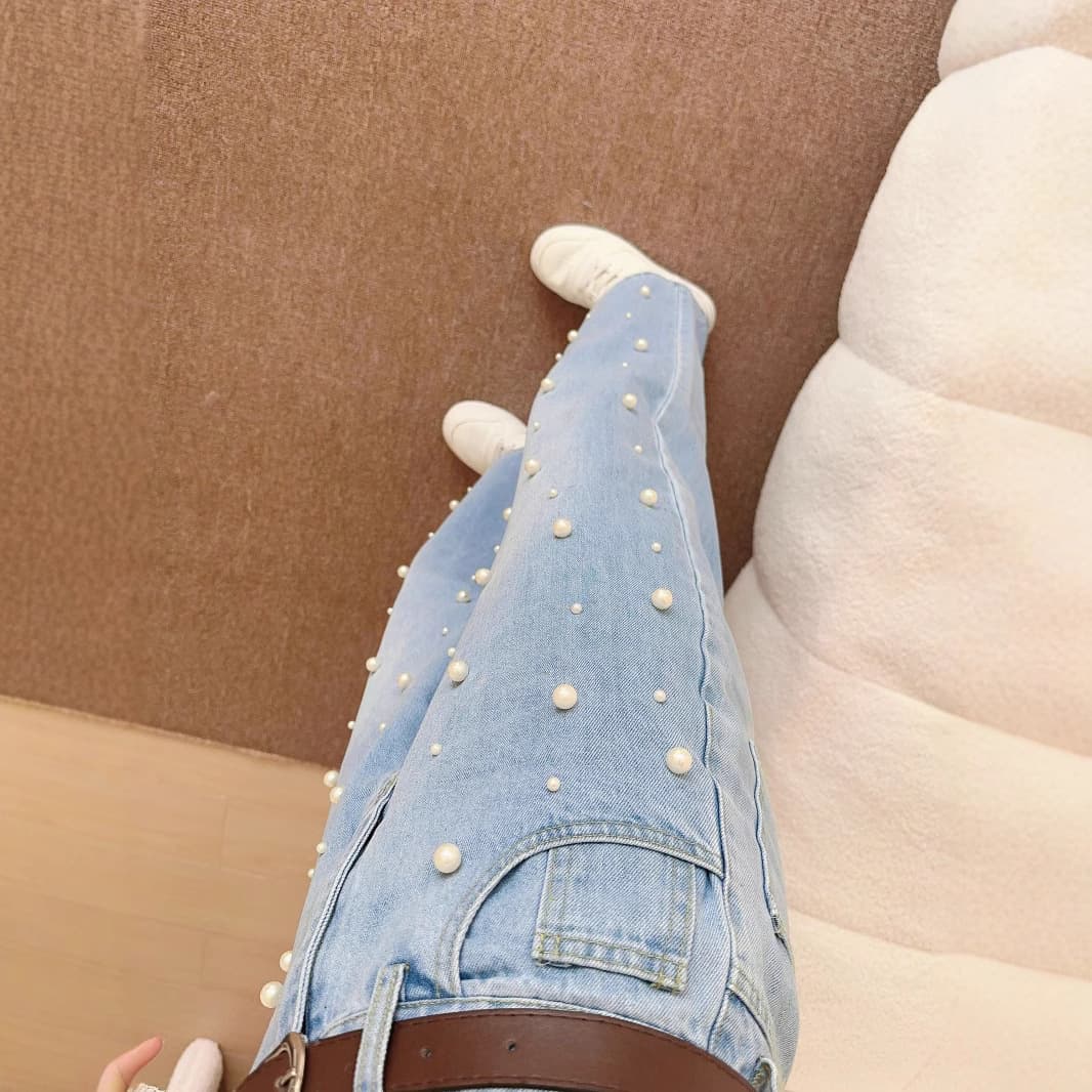 レディースジーンズパンツ パールデニムパンツ