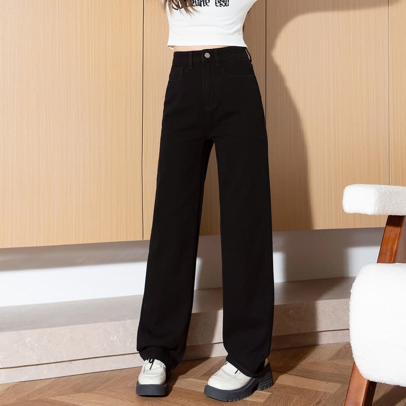 レディースジーンズパンツ ゆったりシルエット美脚デニムパンツ