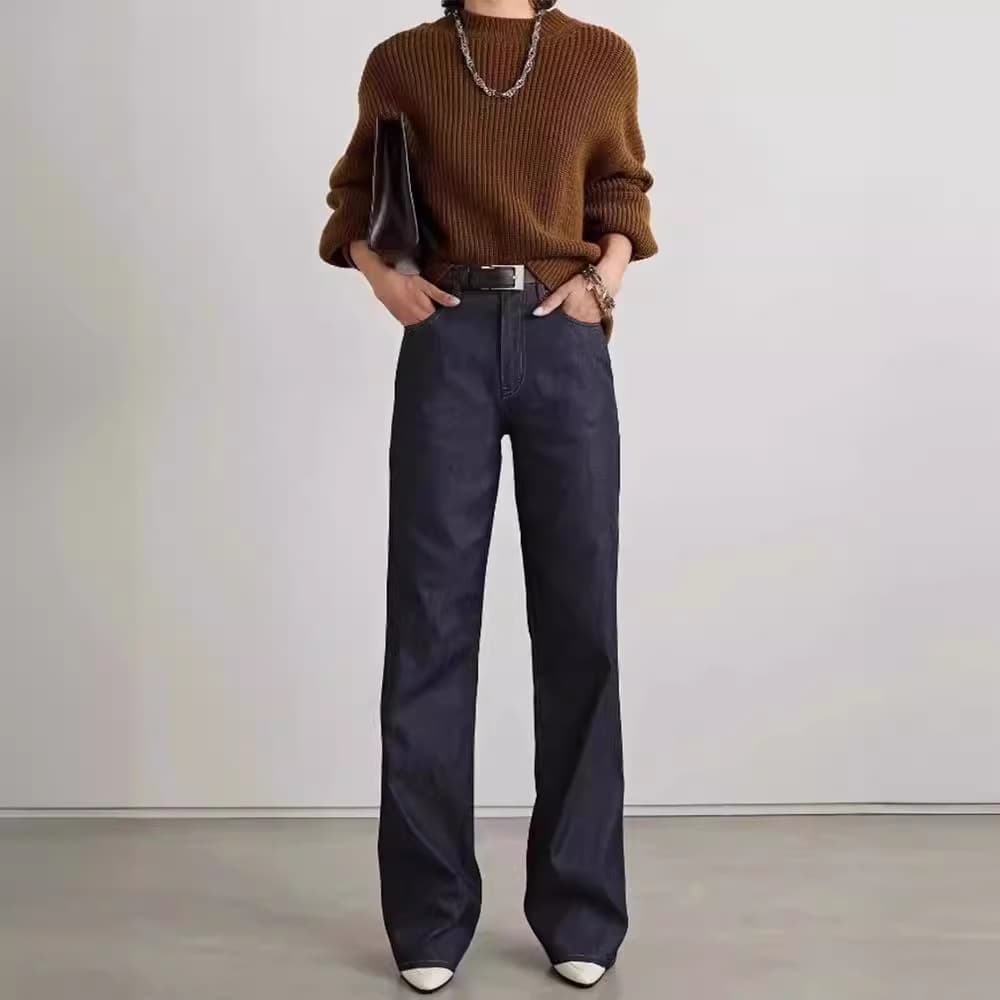 レディースジーンズパンツ ゆとりのある美シルエットデニムパンツ