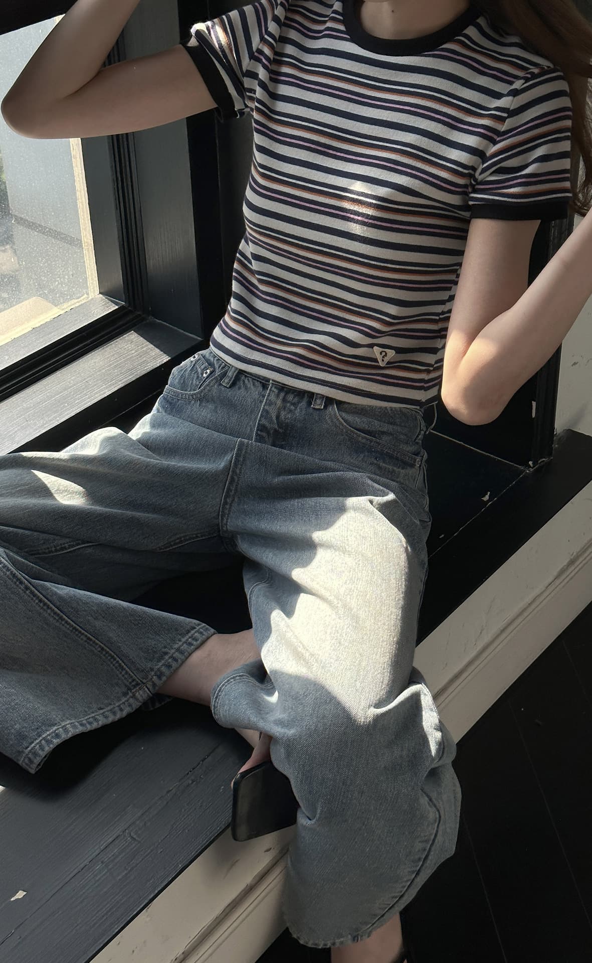 レディースジーンズパンツ ゆったりシルエットデニムパンツ