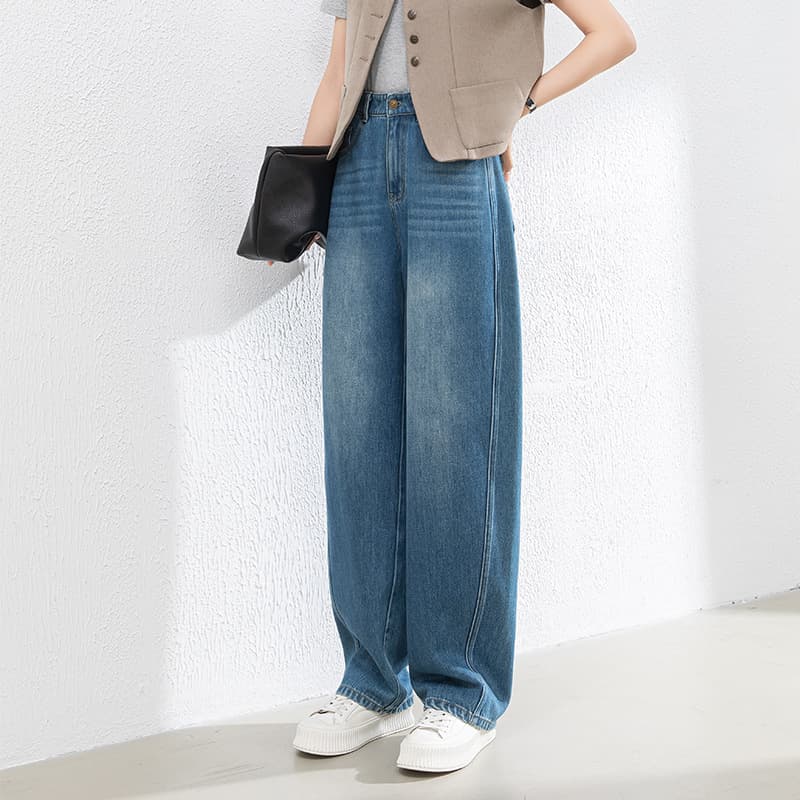 レディースジーンズパンツ ゆったりシルエット リラックスデニム