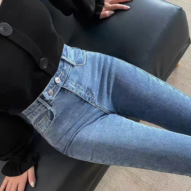 レディースジーンズパンツ ハイウエストストレッチスキニーデニム