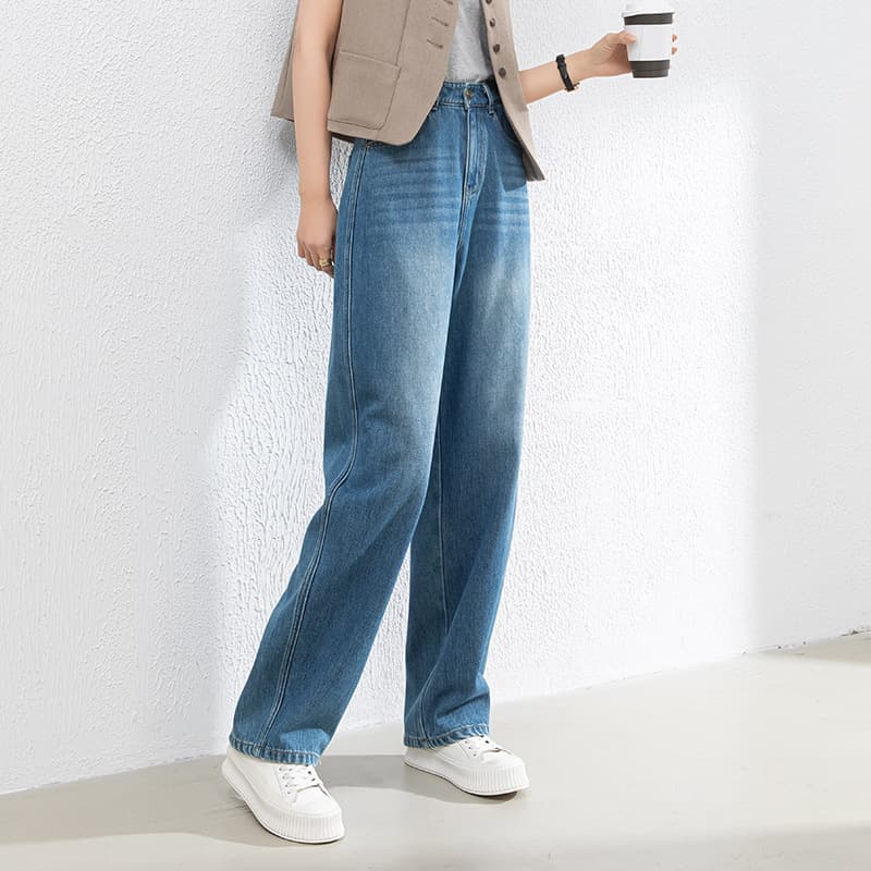 レディースジーンズパンツ ゆったりシルエット リラックスデニム